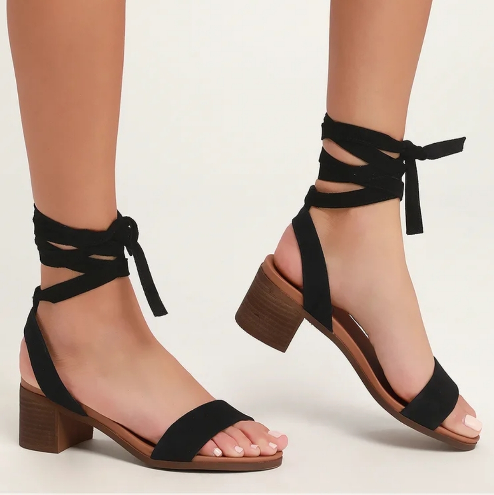 Steve Madden Adrianne Lace Up Heel Sandal Suede
